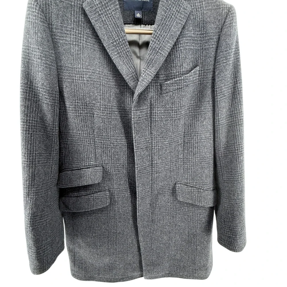 Banana‎ Republic Men's Gray Plaid Wool Blend Blazer Sport Coat Jacket